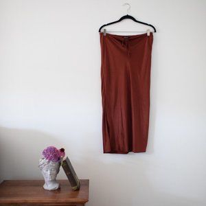 Drawstring Midi Slip Skirt